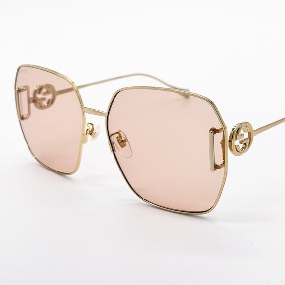 NEW GUCCI GG1207SA 001 SUNGLASSES WOMEN GOLD/PINK EYEWEAR - Picture 6 of 13